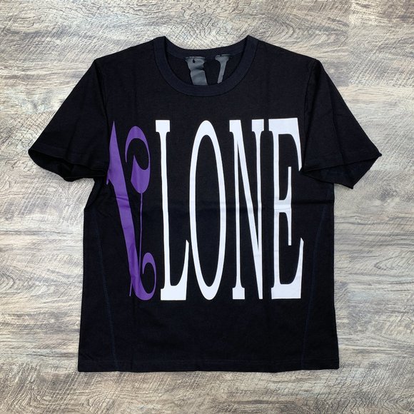 Vlone x Palm Angels Purple on Black Tee - Picture 2 of 4